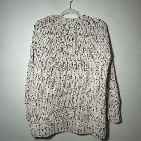 Seven 7 Chunky Popcorn Confetti Knit Sweater Cream High-Low Hem Size Small - Picture 8 of 8